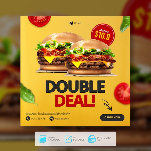 Delicious burger social media post template