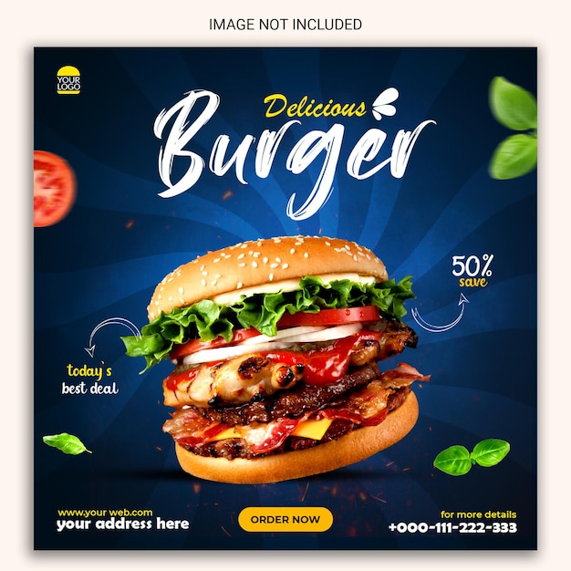 Delicious burger social media post