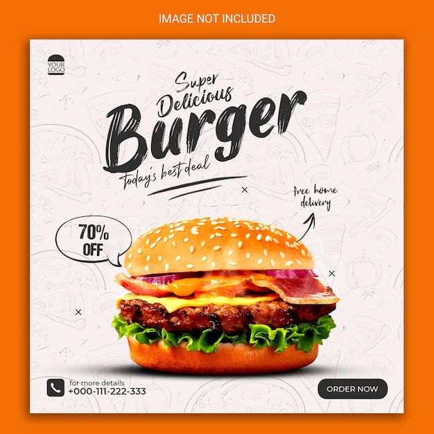 delicious burger social media promo post design