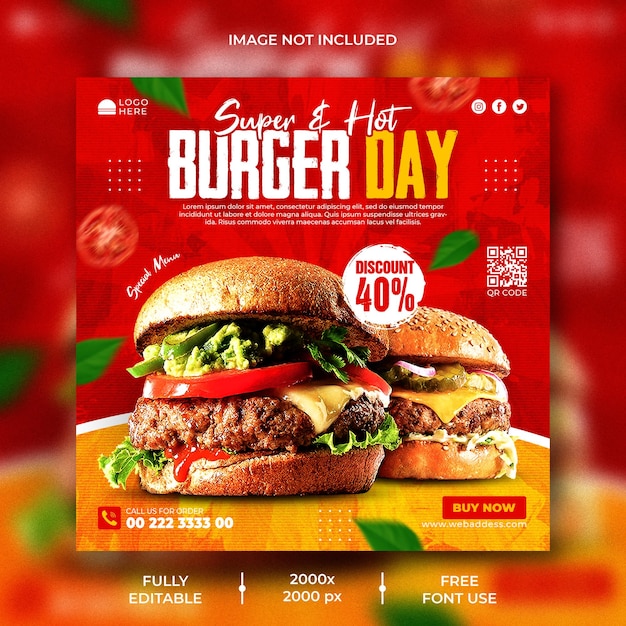 PSD delicious burger social media promotional banner template