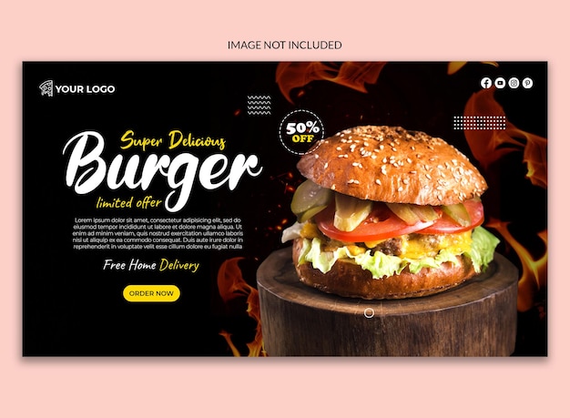 delicious burger social media wed banner template