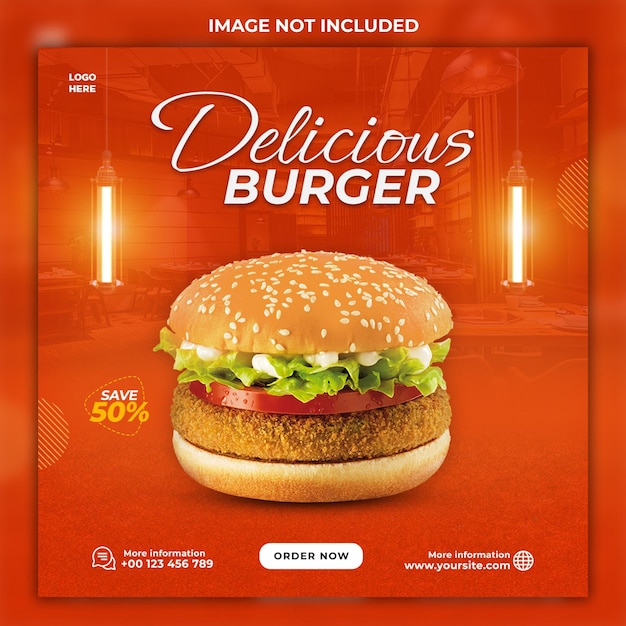 Delicious burger square post template