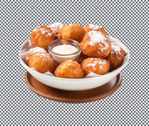 Delicious buuelos fried dough balls isolated on transparent background