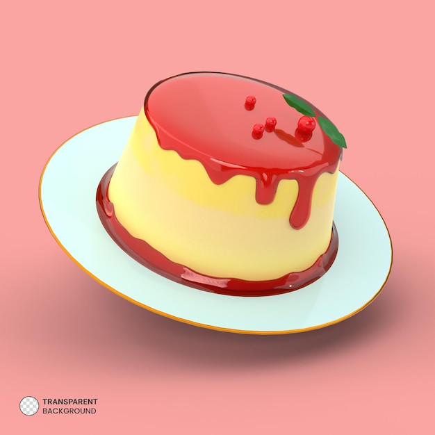 おいしいケーキアイコン分離3dレンダリングイラスト