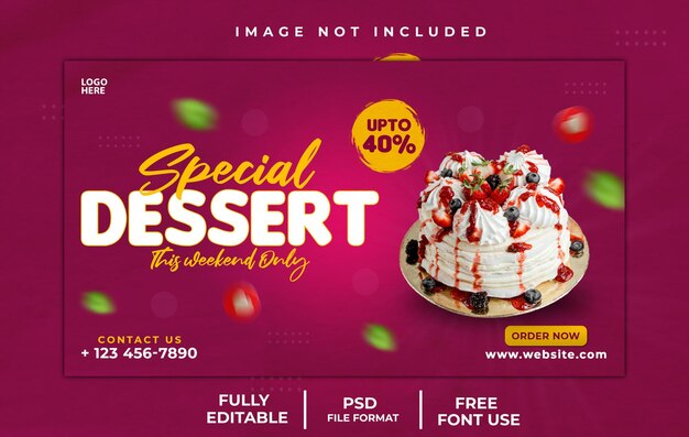 Delicious cake web banner template