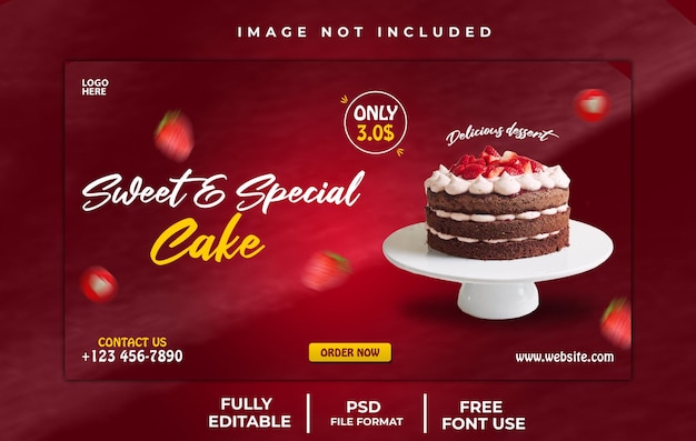 Modello di banner web per torte deliziose