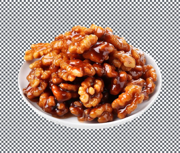 PSD delicious candied wal glazed nuts isolated on transparent background