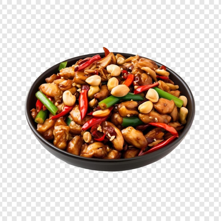PSD delicious cashew chicken stirfry with peppers sauce and nuts