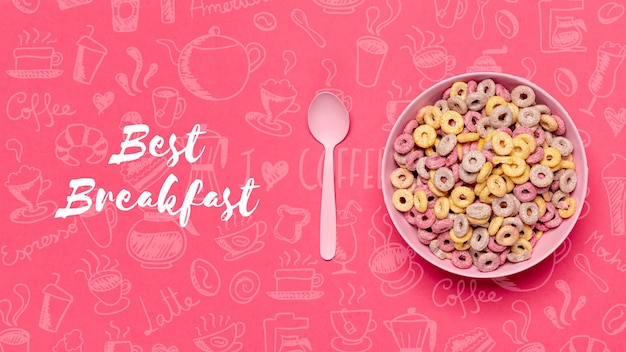 Delicious cereals with milk for breakfast