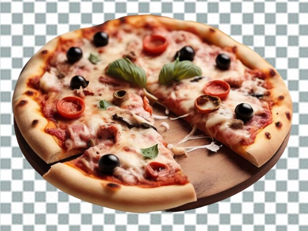 Delicious cheese pizza isolated on a transparent background