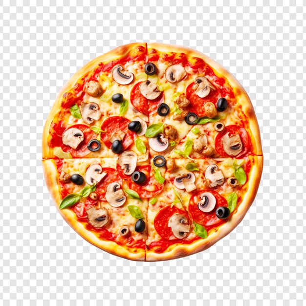 Delicious cheese pizza isolated on a transparent background