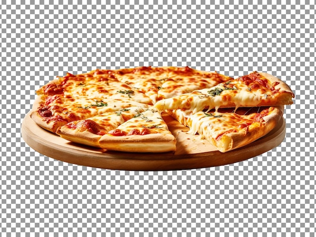 Delicious cheese pizza isolated on transparent background