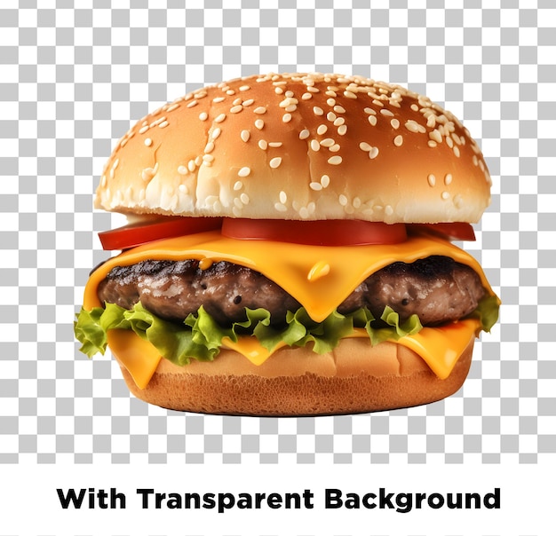 delicious cheeseburger with transparent background
