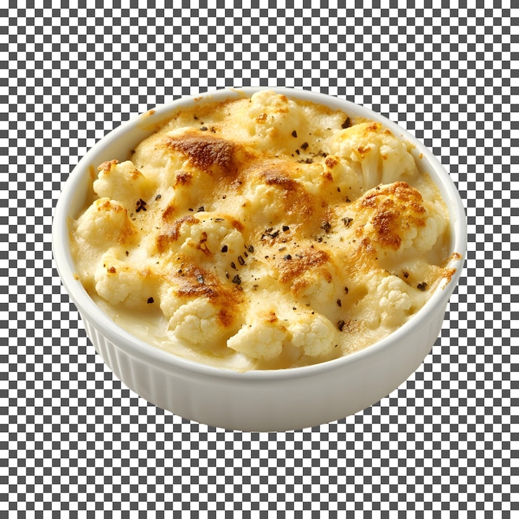 PSD delicious cheesy cauliflower bake isolated on transparent background