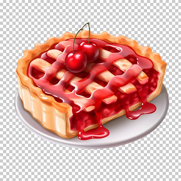 PSD delicious cherry cake isolated on transparent background