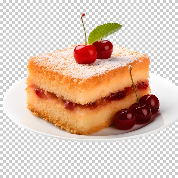 Delicious cherry cake isolated on transparent background