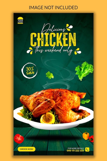 PSD delicious chicken instagram story post design