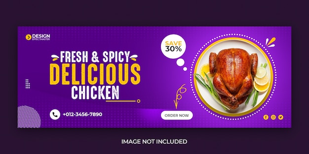 PSD Вкусный куриный ресторан на обложке facebook в социальных сетях