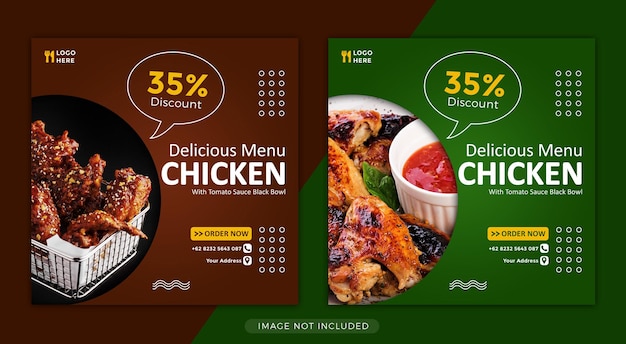 delicious chicken social media banner template set design