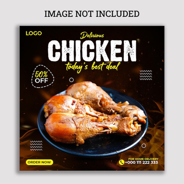 PSD delicious chicken social media post design