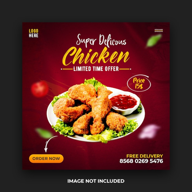 Delicious chicken social media post template