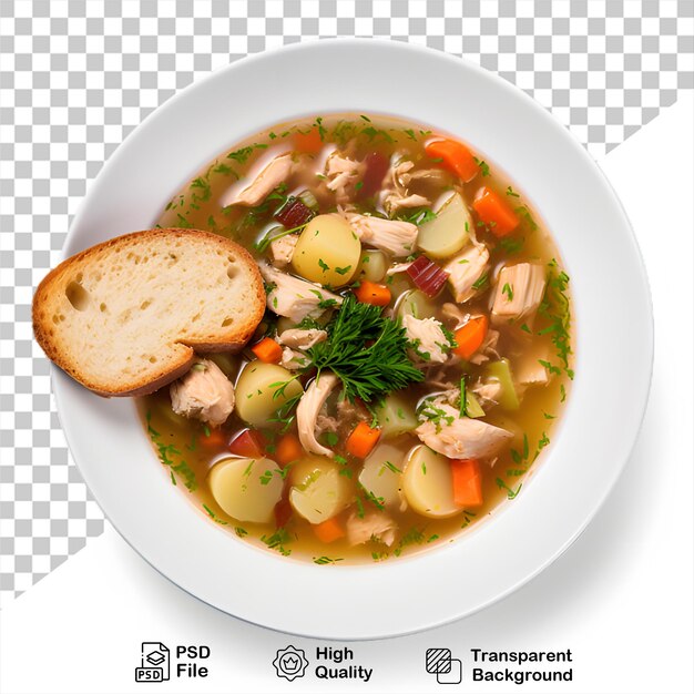 PSD Вкусный куриный суп, выделенный на прозрачном фоне, включает в себя png-файл