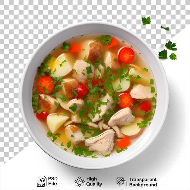 PSD Вкусный куриный суп, выделенный на прозрачном фоне, включает в себя png-файл