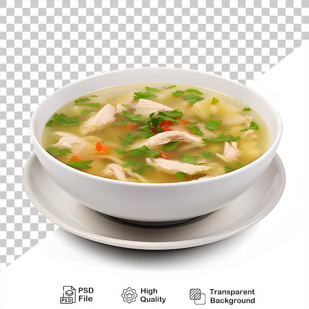 Deliziosa zuppa di pollo isolata su uno sfondo trasparente include file png