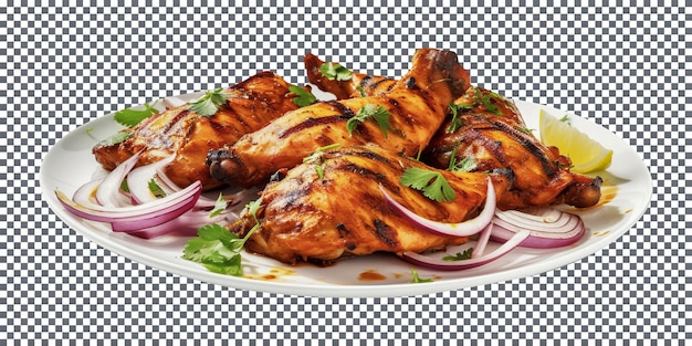 PSD delicious chicken tandoori plate isolated on transparent background