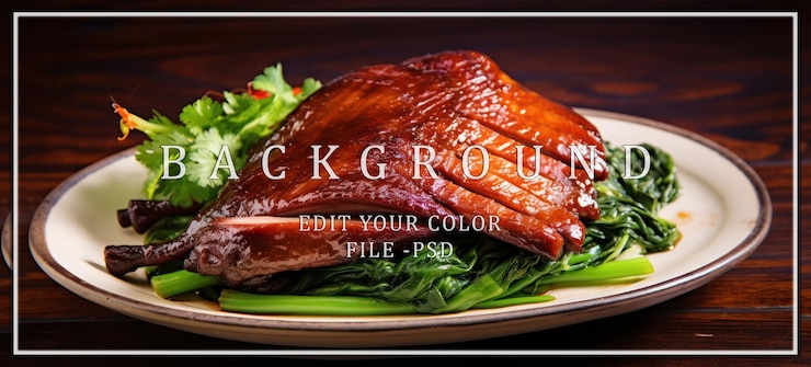 PSD delicious chinese roast duck with greens