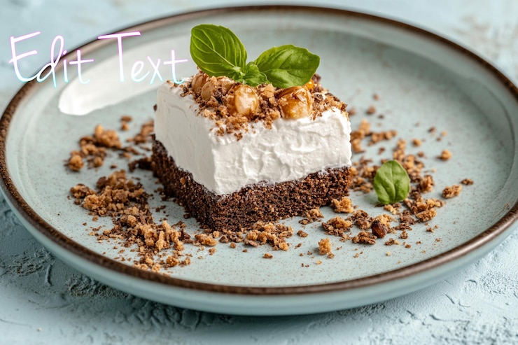 PSD delicious chocolate cake dessert with caramel and nuts on a plate
