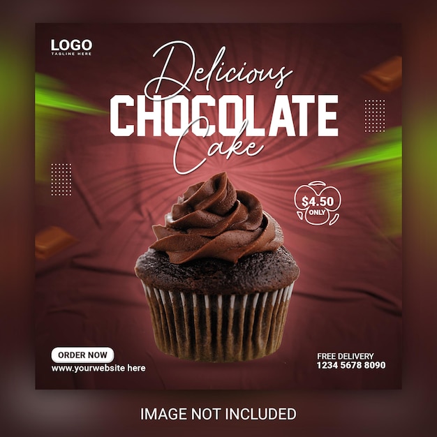 Delicious chocolate cake Social Media post banner design Templates