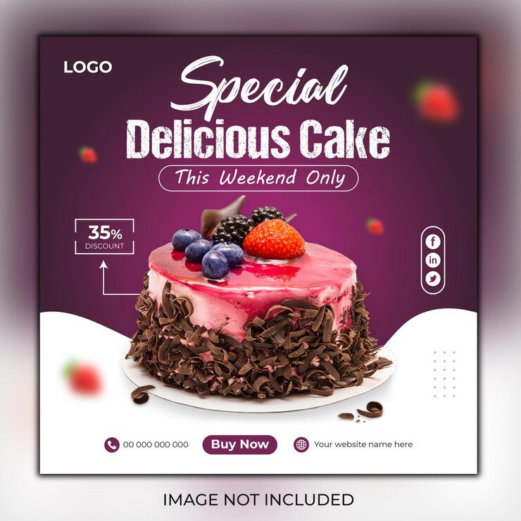맛있는 초콜릿 케이크 소셜 미디어 게시물 디자인 또는 Instagram 배너 템플릿 Premium Psd