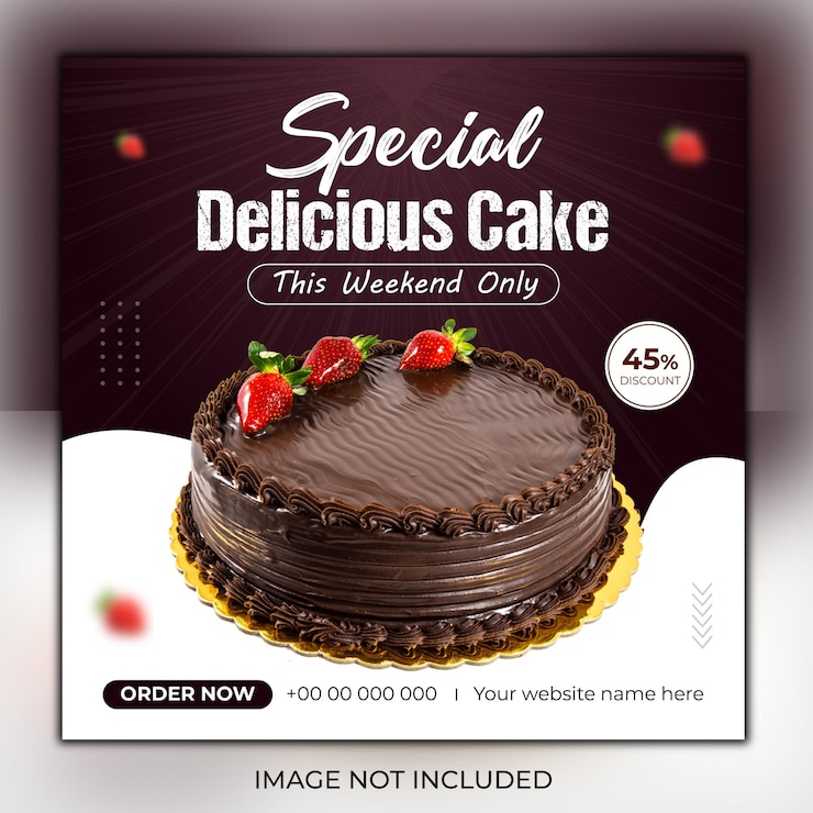 맛있는 초콜릿 케이크 소셜 미디어 게시물 디자인 또는 Instagram 배너 템플릿 Premium Psd