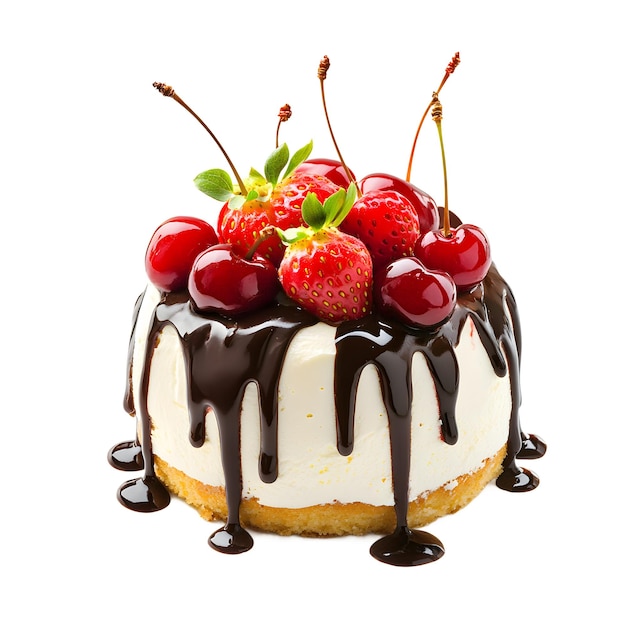 ストロベリー と チェリー を 含む 美味しい チョコレート ケーキ