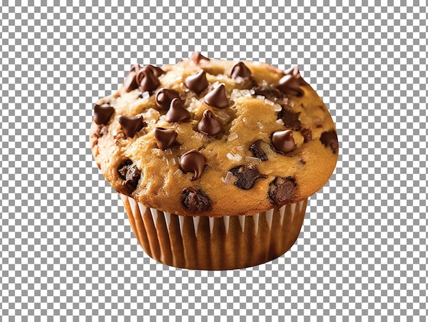 Delicious chocolate chips muffin isolated on transparent background