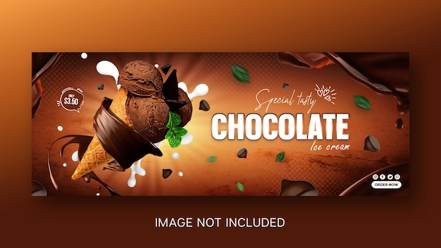 PSD delicious chocolate ice cream cone social media template instagram post design