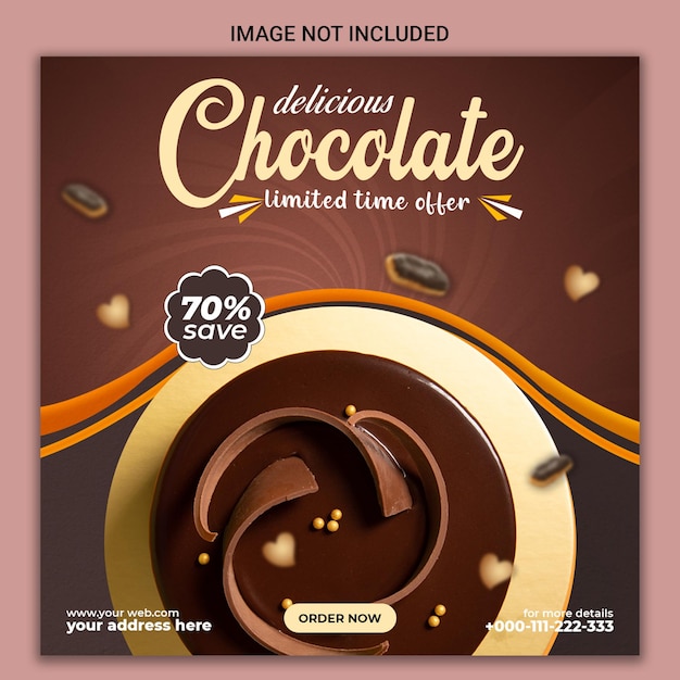 Delizioso modello di post sui social media al cioccolato