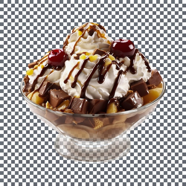 PSD delicious chocolate sundae isolated on transparent background