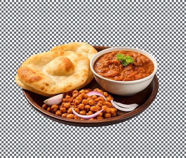 PSD delicious chole bhature isolated on transparent background