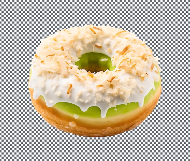 PSD delicious coconut lime donut isolated on transparent background