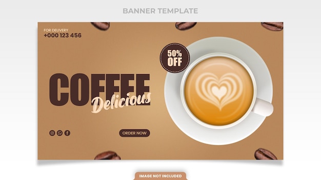 PSD delicious coffee horizontal banner template