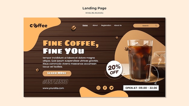 Delicious coffee landing page template