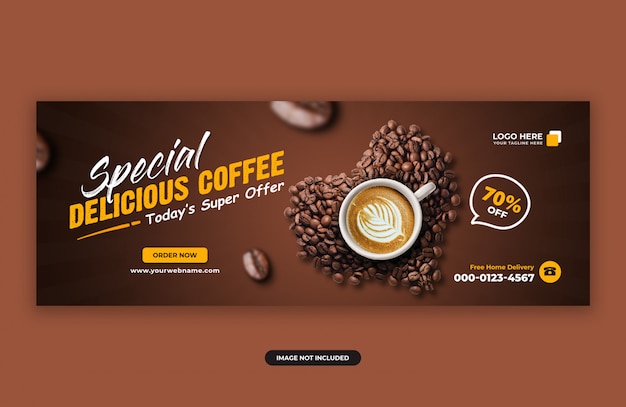 Delicious coffee sale facebook cover banner design template