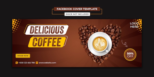 Social media di caffè delizioso e modello di post di copertina di facebook