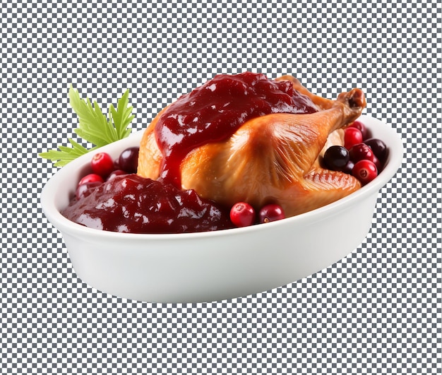 Delicious cranberry sauce isolated on transparent background