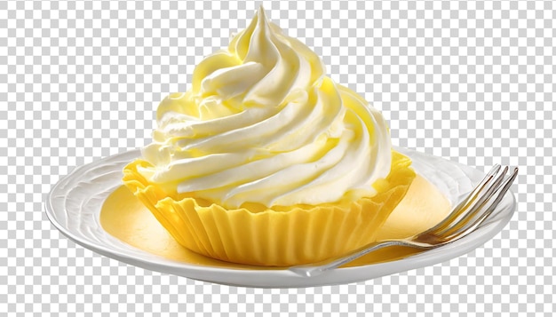 PSD delicious creamy whipped cream on a plate isolated on transparent background