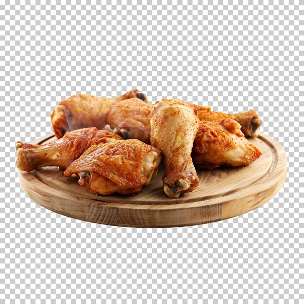 Delicious crispy spicy fried chicken wings isolated on transparent background