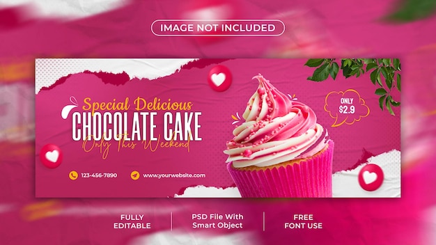 Deliziosa copertina facebook per cupcake e design del modello web