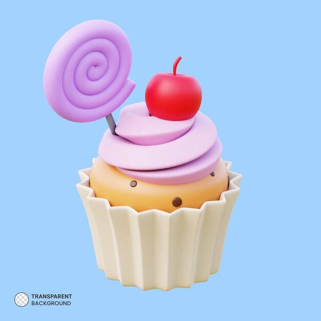 Delicious cupcake icona isolato rendering 3d illustrazione